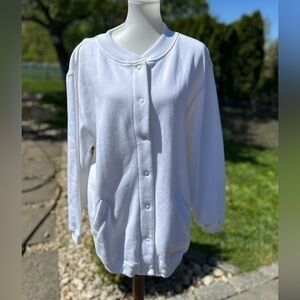 Blair snap closure white sweatshirt coat